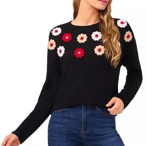 CeCe
Multicolor Embroidered Flower Sweater